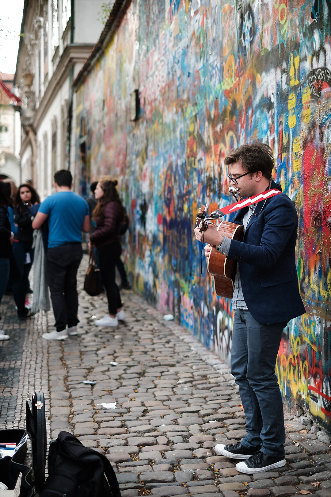 Photograph of a street musician in Prague Czech Republic