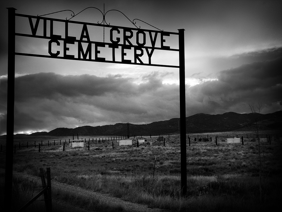 Landscape photograph of a cemetery outside of Villa Grove Colorado