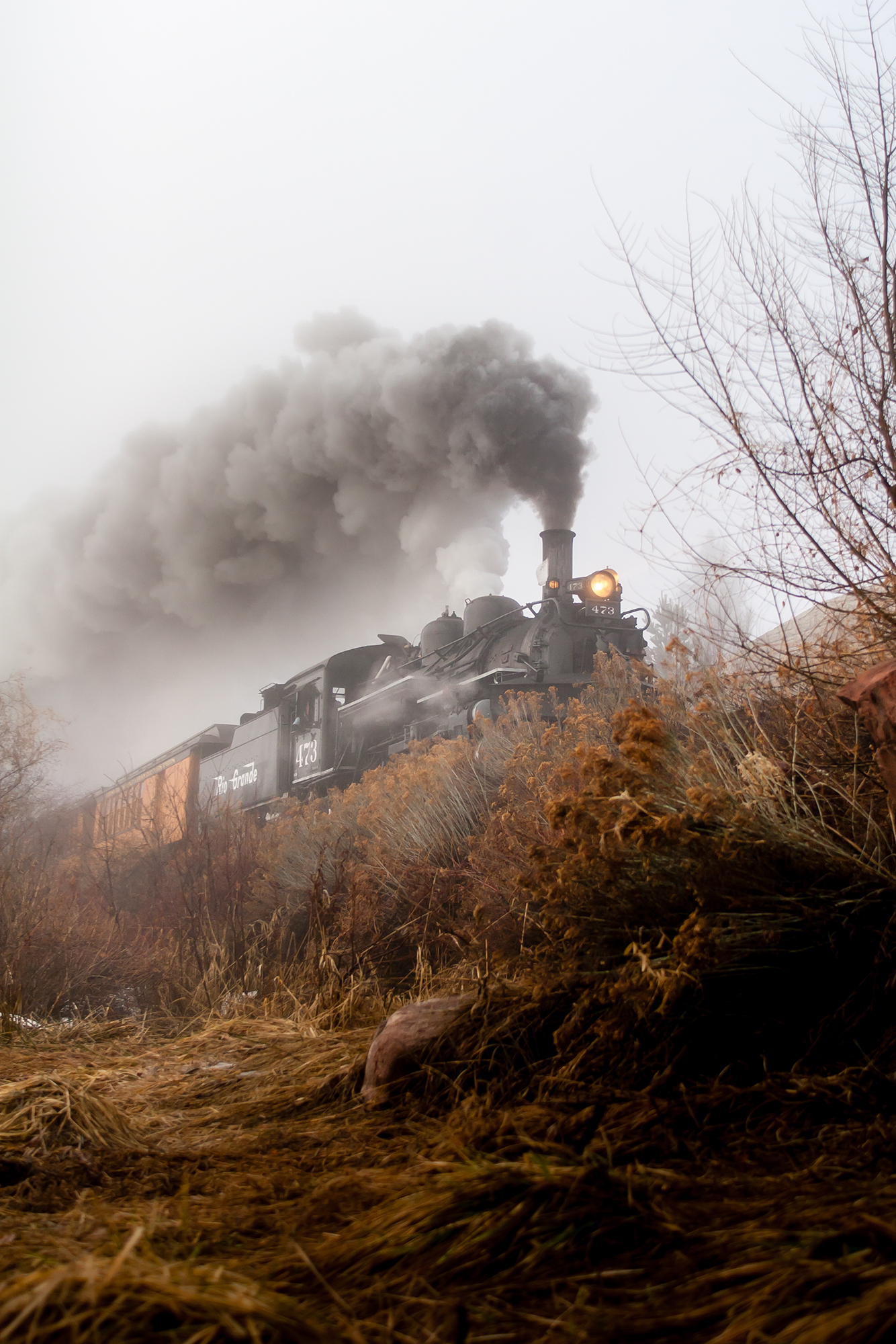 Photograph of Durango Silver Narrow Gauge Railroad train engine in Durango Colorado