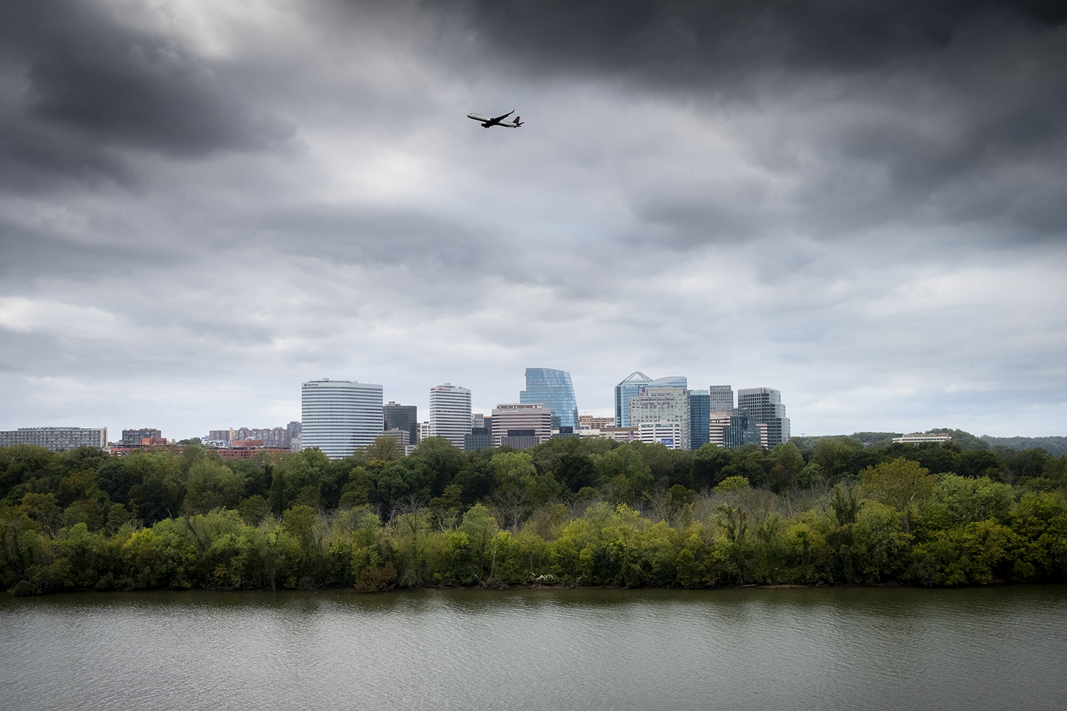 The view of Arlington and Clarendon from the John F. Kennedy Center for the Performing Arts